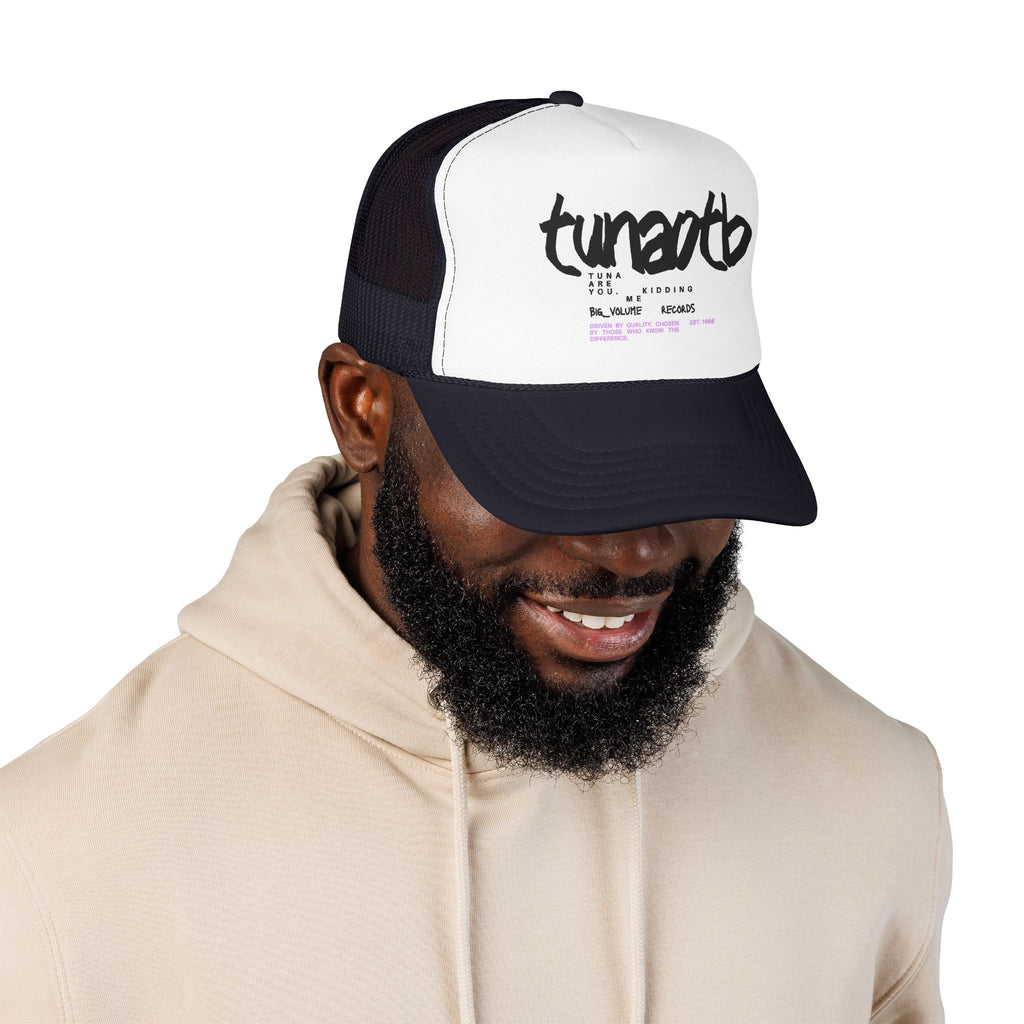 Tuner Vibe Trucker Hat — Retro Script Foam Cap with Pink Accent
