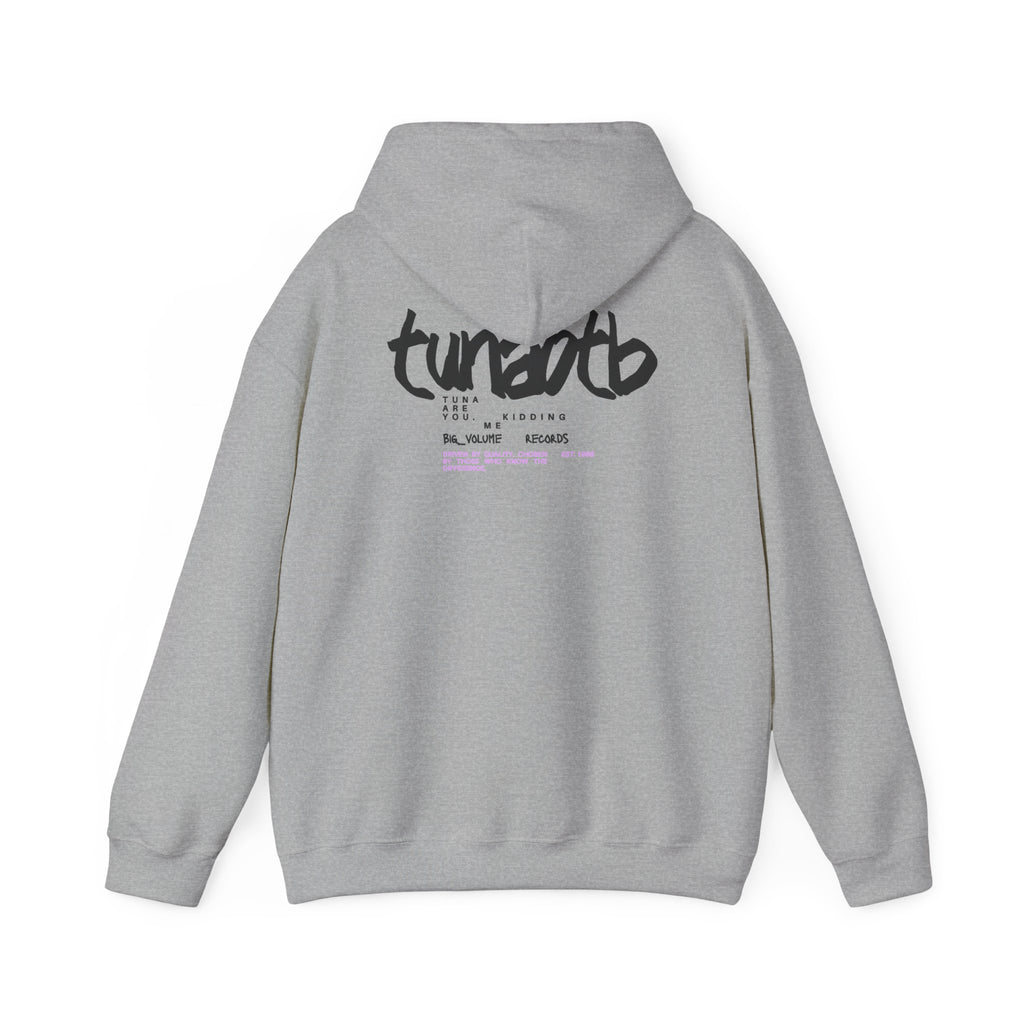 Hoodie — Minimal Fish Chest + 'tunedtb' Graphic Back Streetwear Pullover