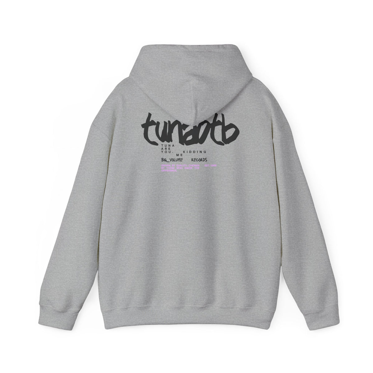 Hoodie — Minimal Fish Chest + 'tunedtb' Graphic Back Streetwear Pullover