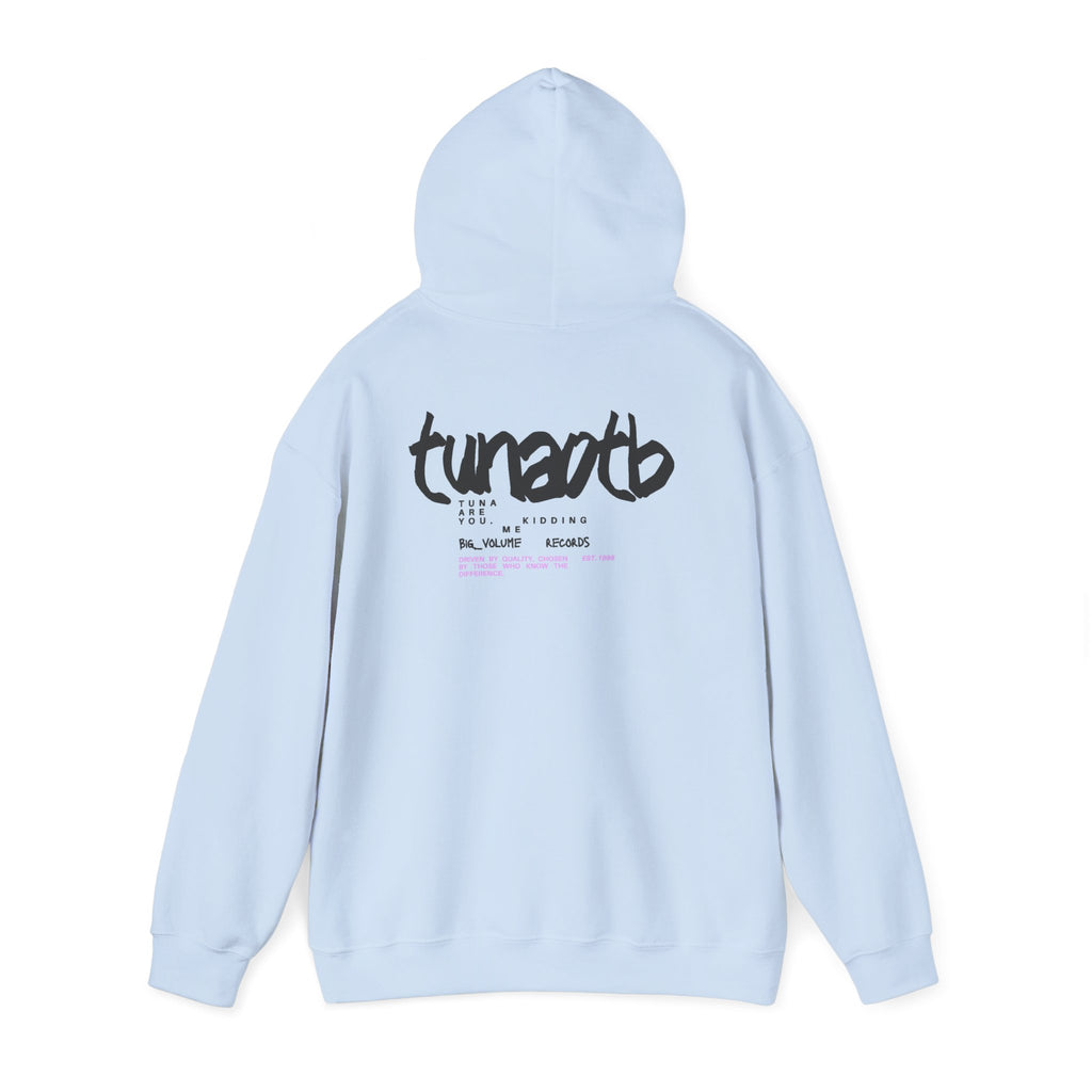 Hoodie — Minimal Fish Chest + 'tunedtb' Graphic Back Streetwear Pullover