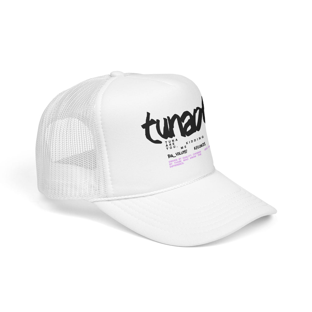 Tuner Vibe Trucker Hat — Retro Script Foam Cap with Pink Accent