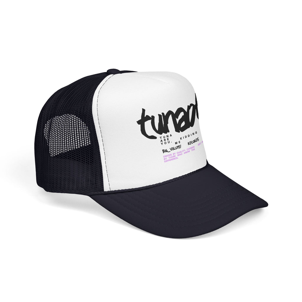 Tuner Vibe Trucker Hat — Retro Script Foam Cap with Pink Accent