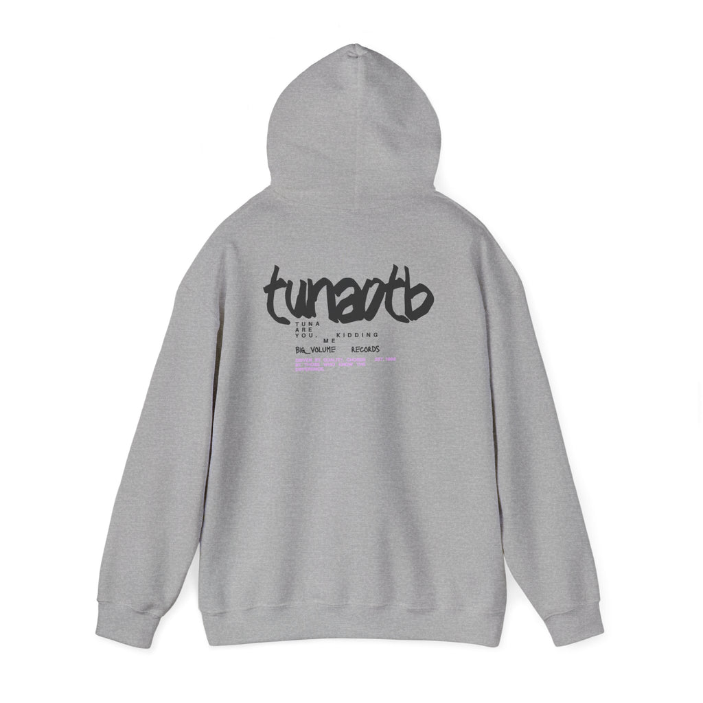 Hoodie — Minimal Fish Chest + 'tunedtb' Graphic Back Streetwear Pullover