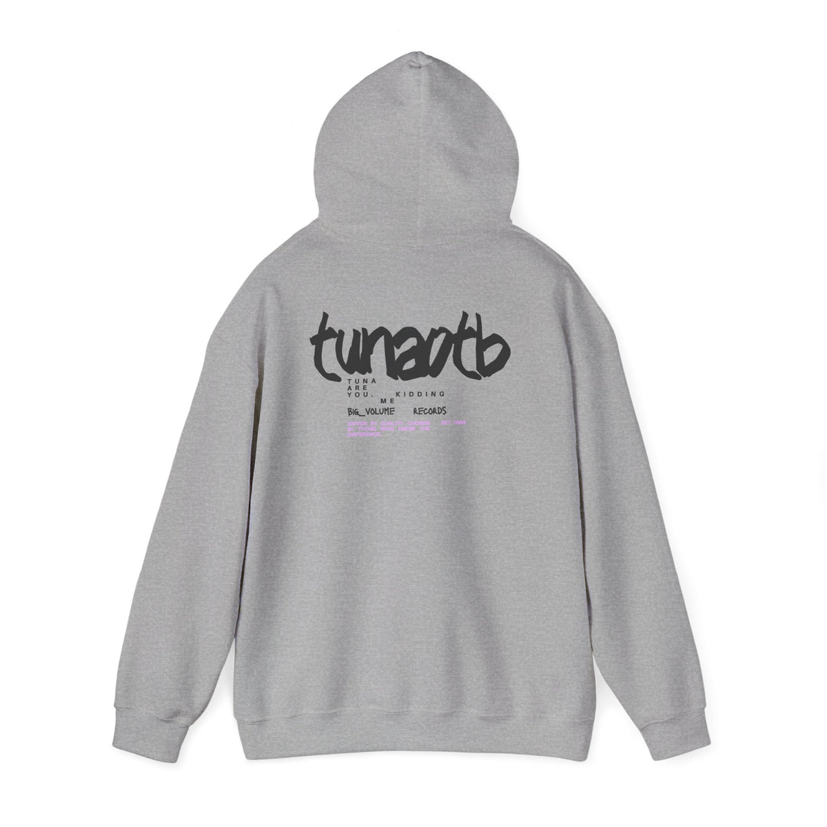 Hoodie — Minimal Fish Chest + 'tunedtb' Graphic Back Streetwear Pullover