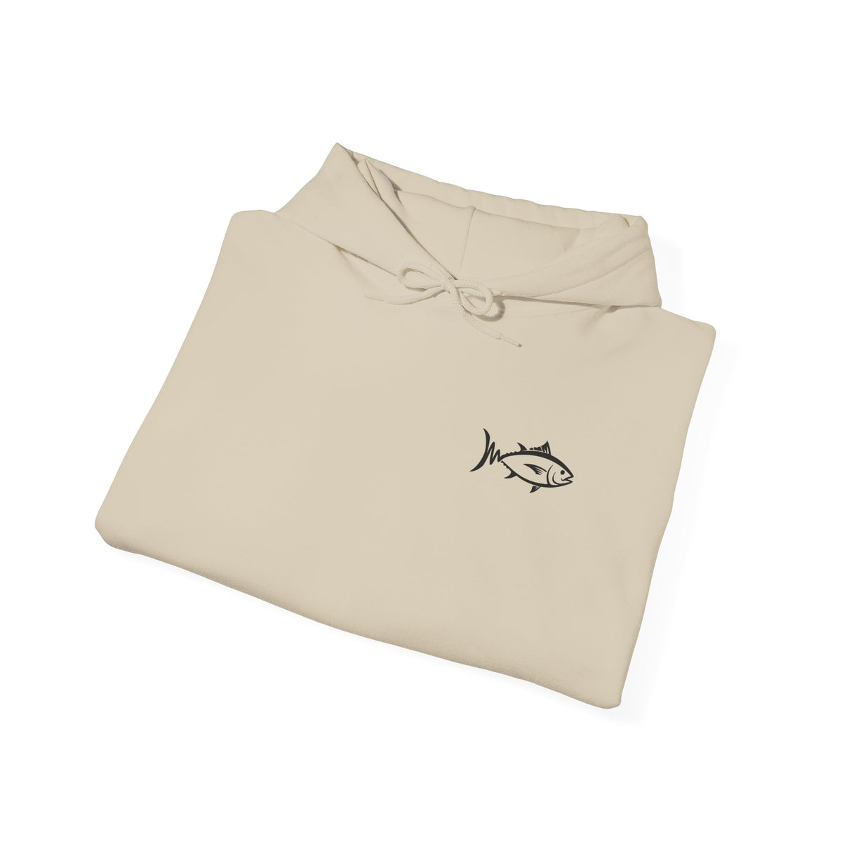 Hoodie — Minimal Fish Chest + 'tunedtb' Graphic Back Streetwear Pullover