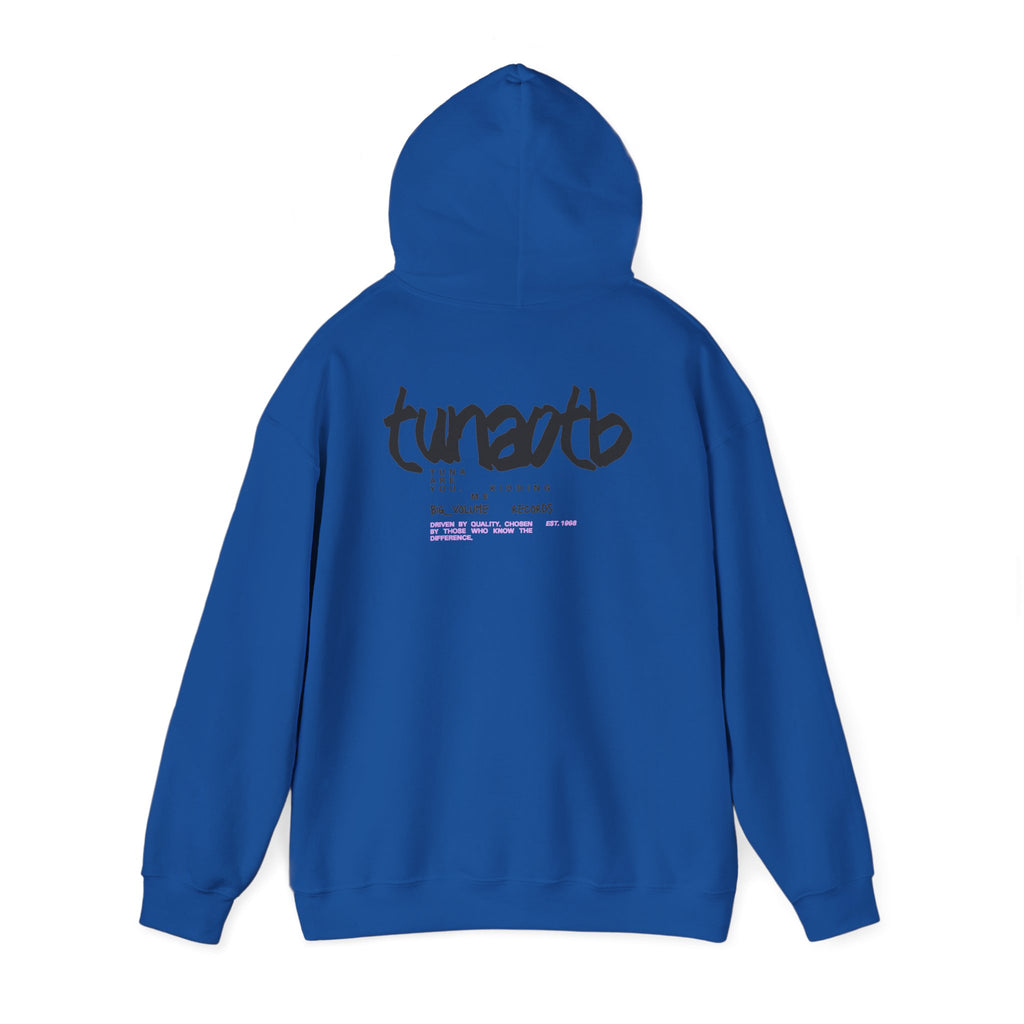 Hoodie — Minimal Fish Chest + 'tunedtb' Graphic Back Streetwear Pullover