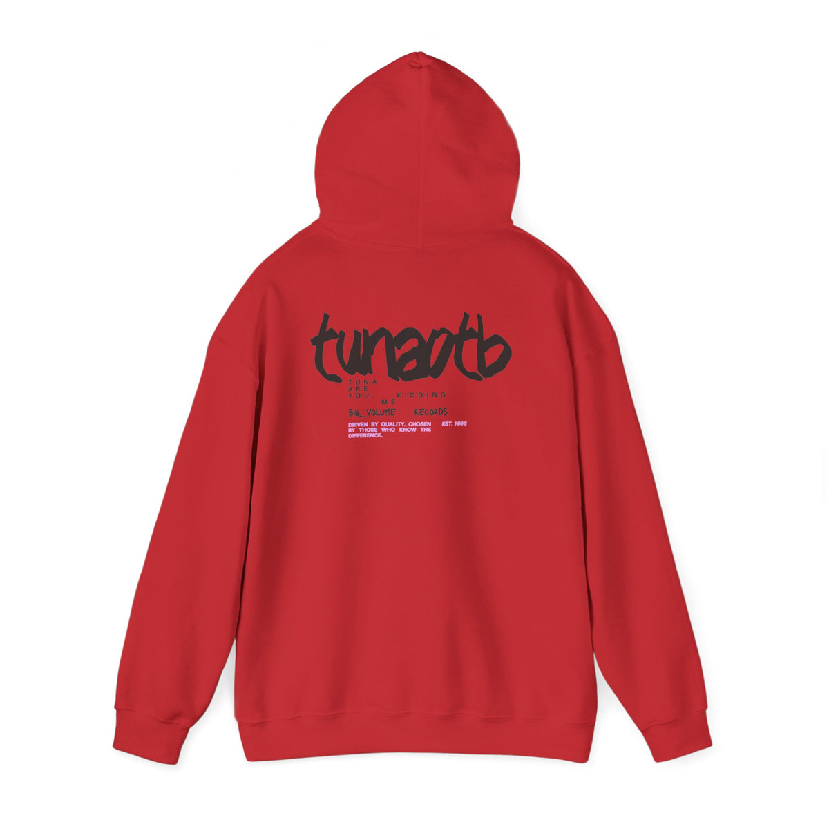 Hoodie — Minimal Fish Chest + 'tunedtb' Graphic Back Streetwear Pullover