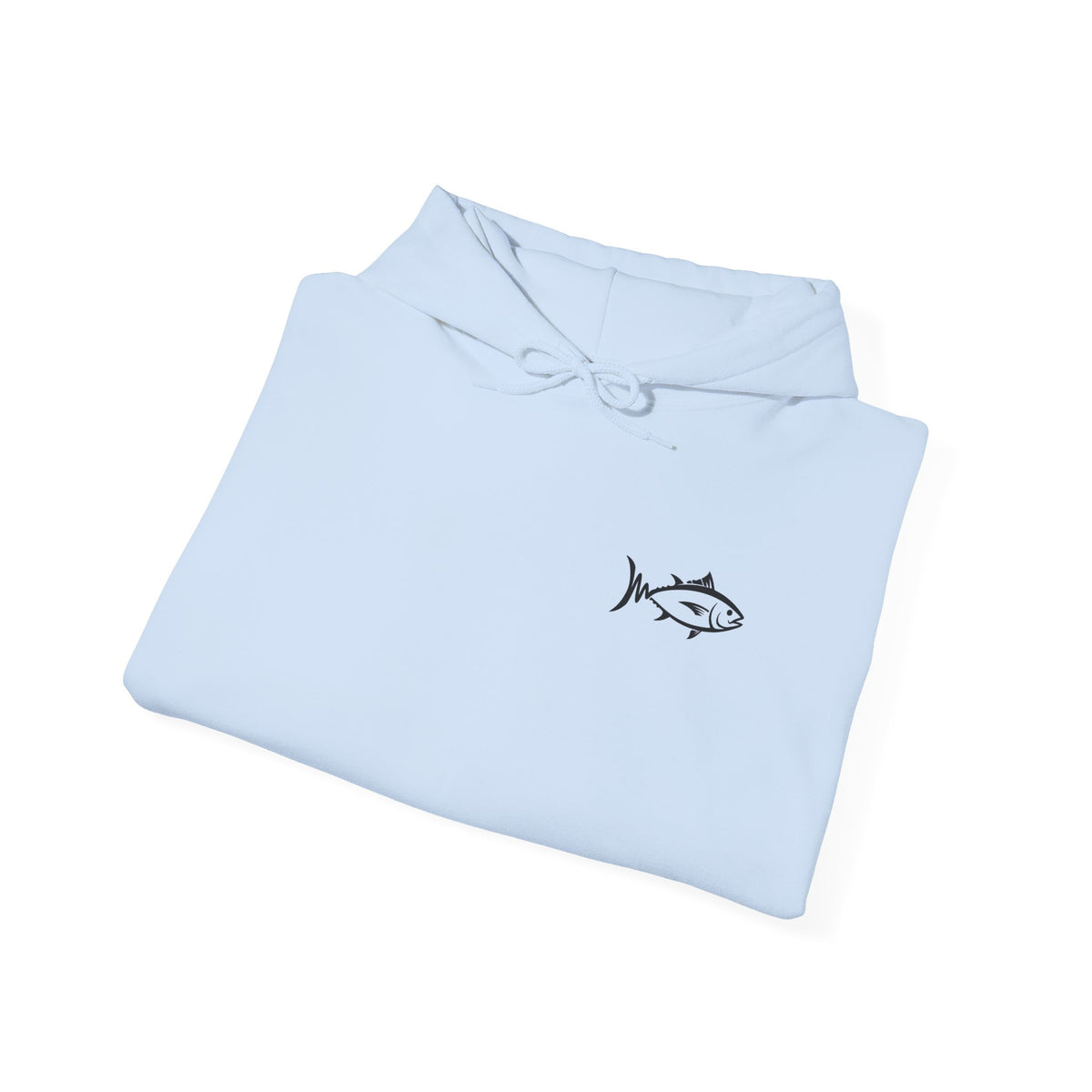 Hoodie — Minimal Fish Chest + 'tunedtb' Graphic Back Streetwear Pullover