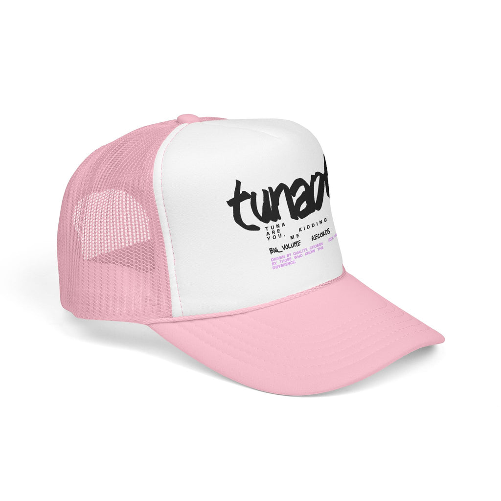 Tuner Vibe Trucker Hat — Retro Script Foam Cap with Pink Accent