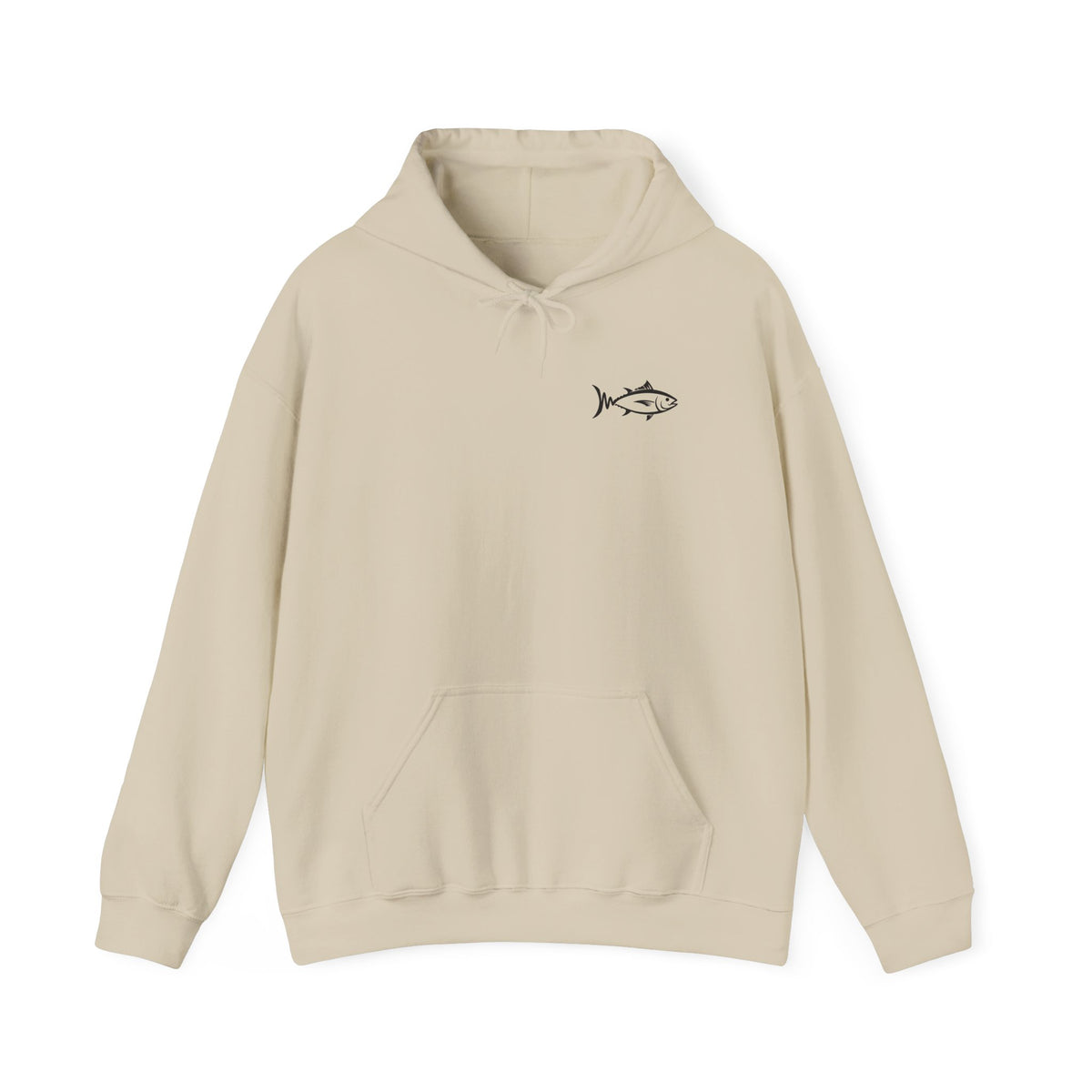 Hoodie — Minimal Fish Chest + 'tunedtb' Graphic Back Streetwear Pullover