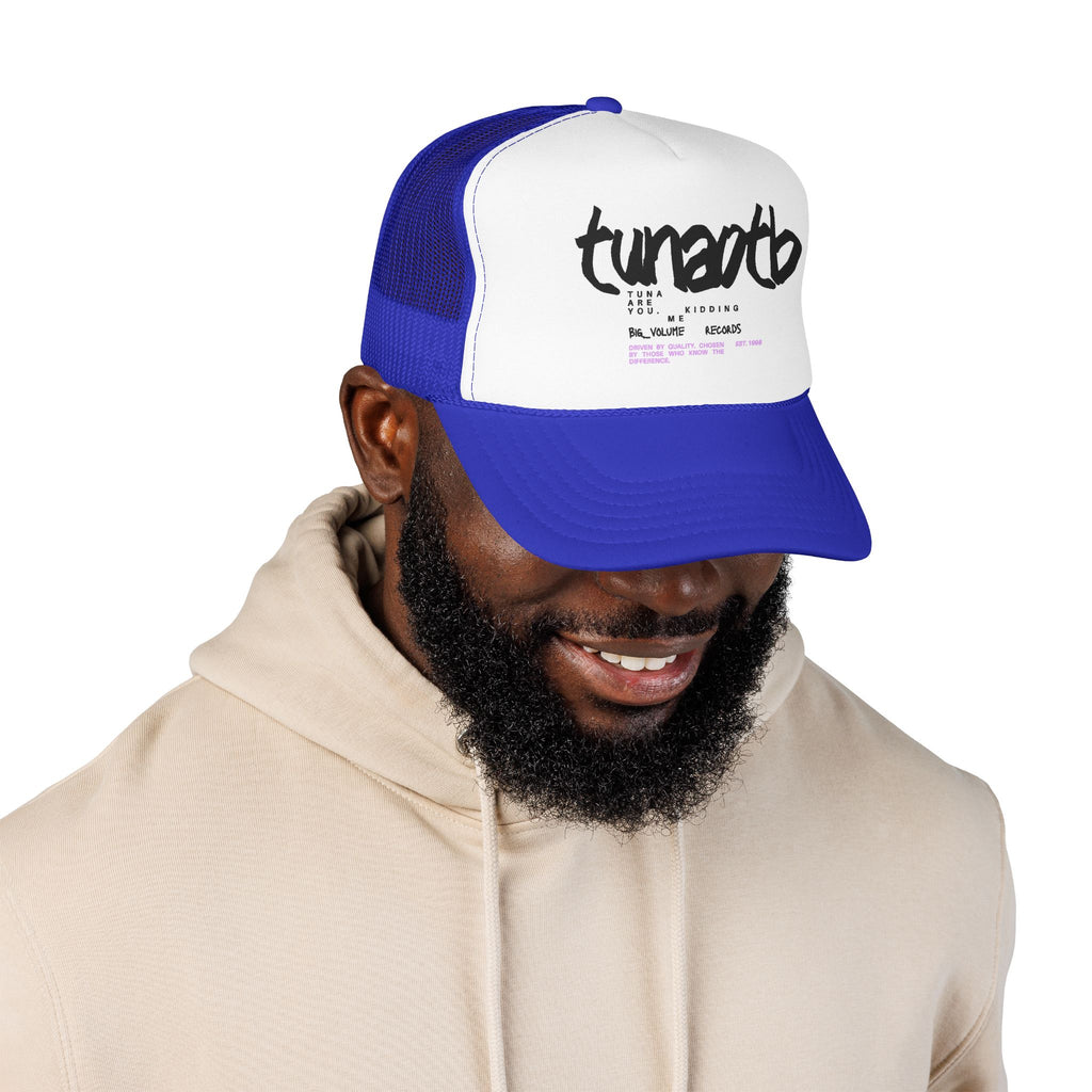 Tuner Vibe Trucker Hat — Retro Script Foam Cap with Pink Accent