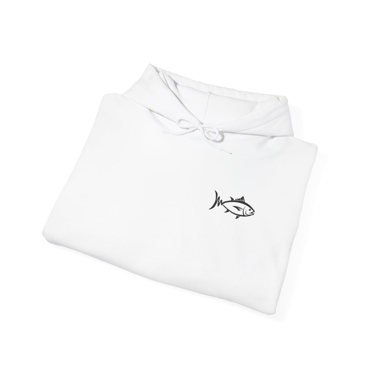 Hoodie — Minimal Fish Chest + 'tunedtb' Graphic Back Streetwear Pullover