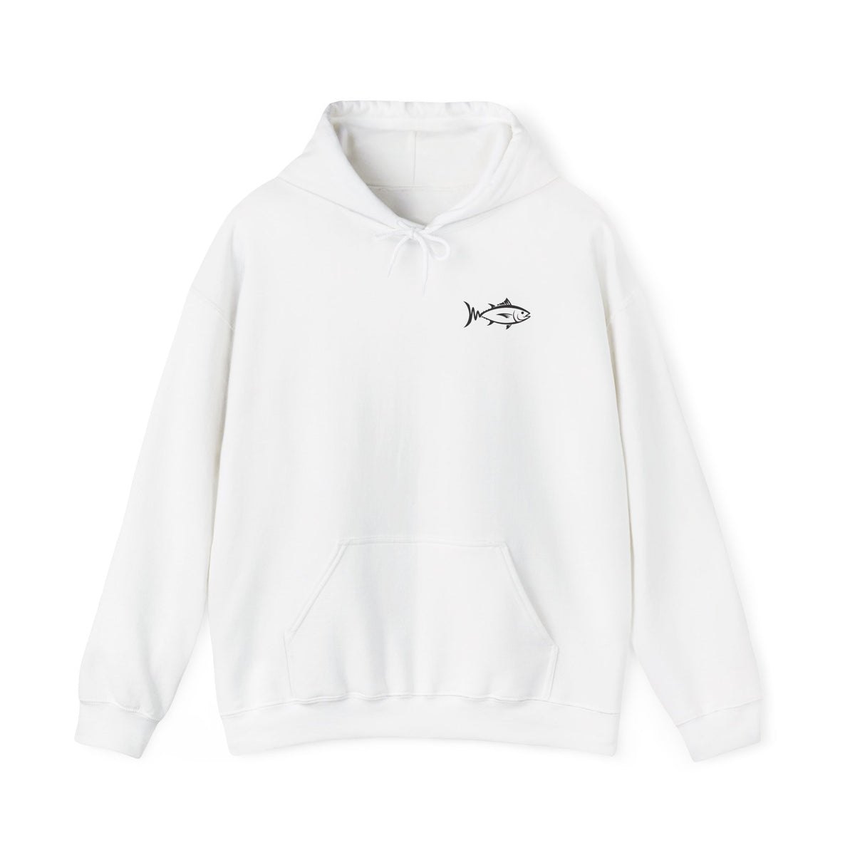 Hoodie — Minimal Fish Chest + 'tunedtb' Graphic Back Streetwear Pullover