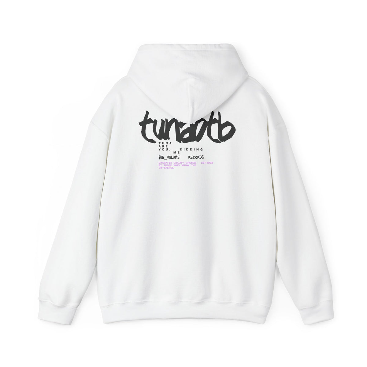 Hoodie — Minimal Fish Chest + 'tunedtb' Graphic Back Streetwear Pullover