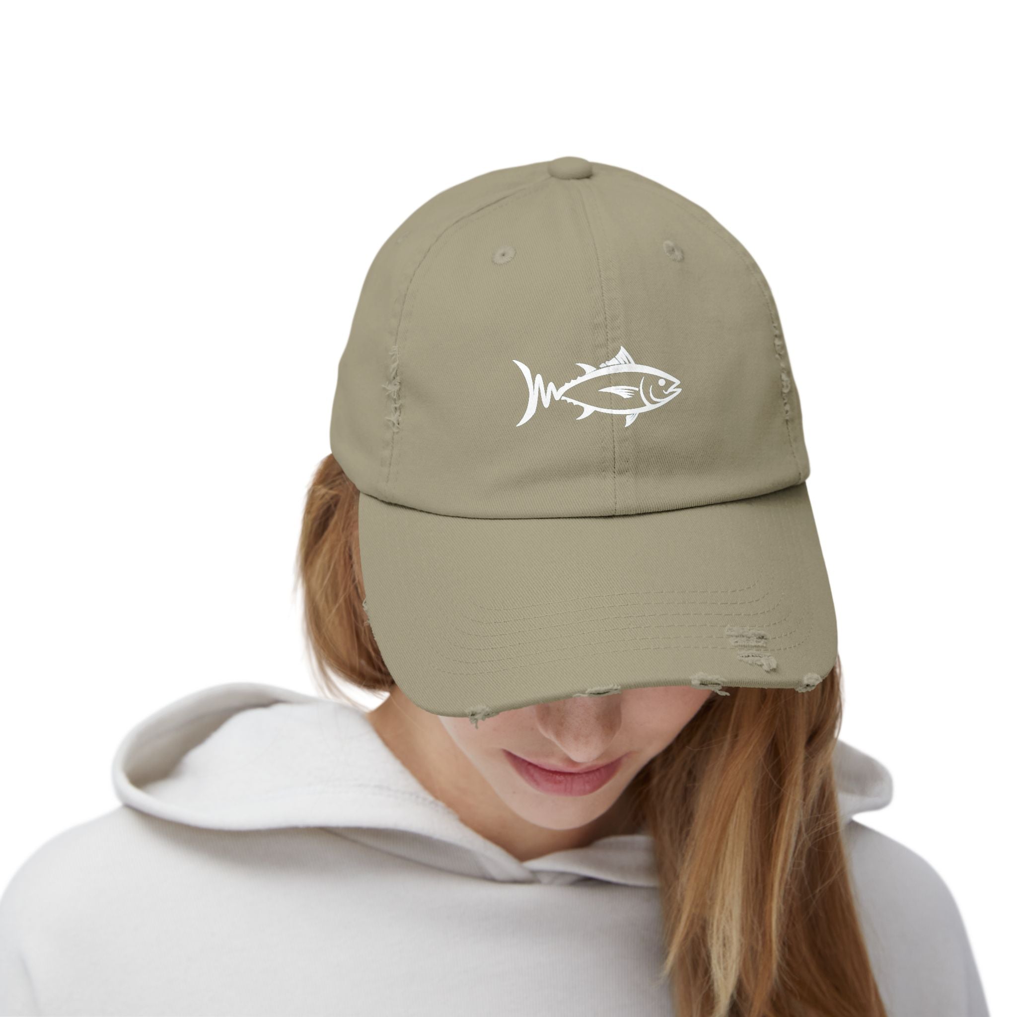 Distressed Fish Dad Cap — Vintage Angler Baseball Hat