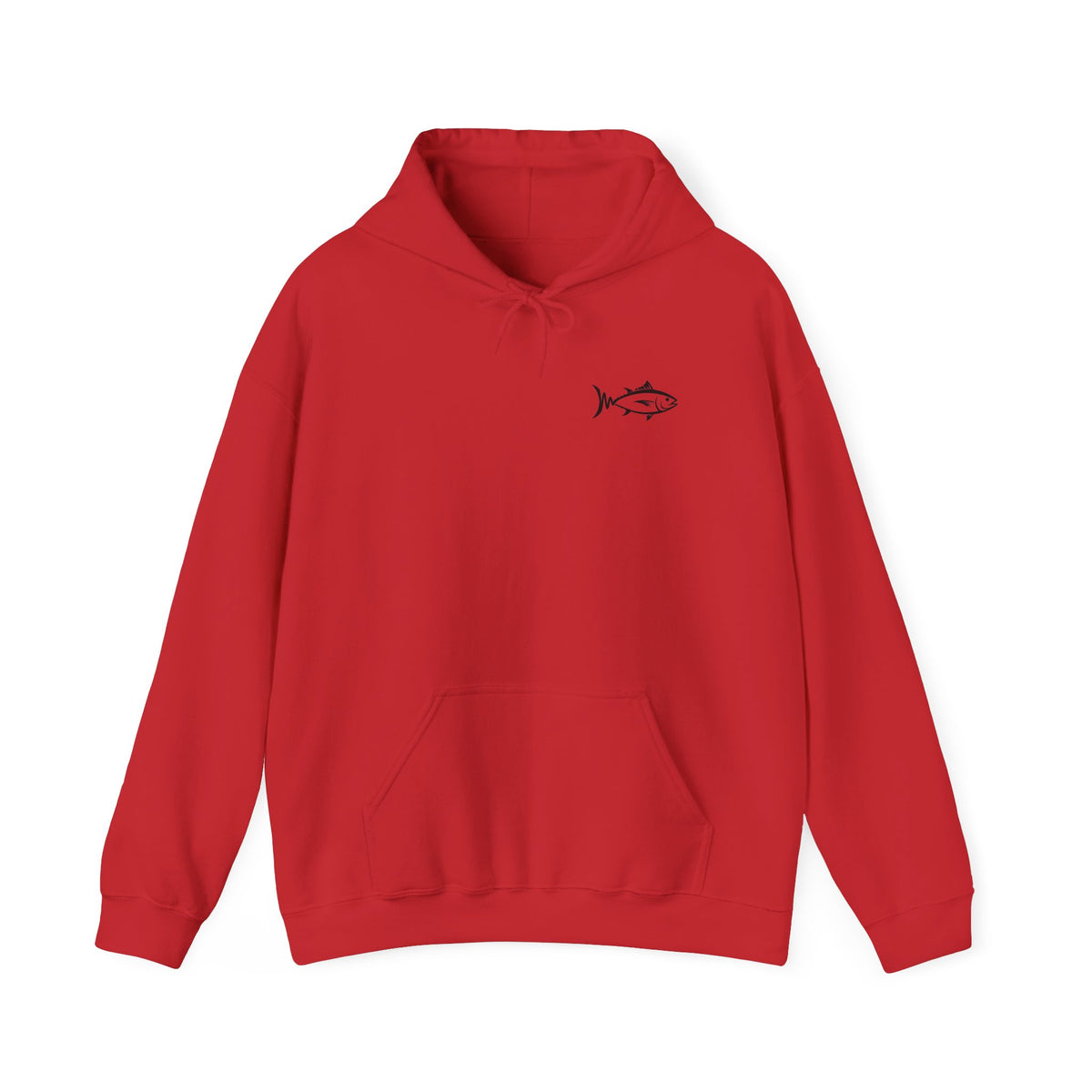 Hoodie — Minimal Fish Chest + 'tunedtb' Graphic Back Streetwear Pullover
