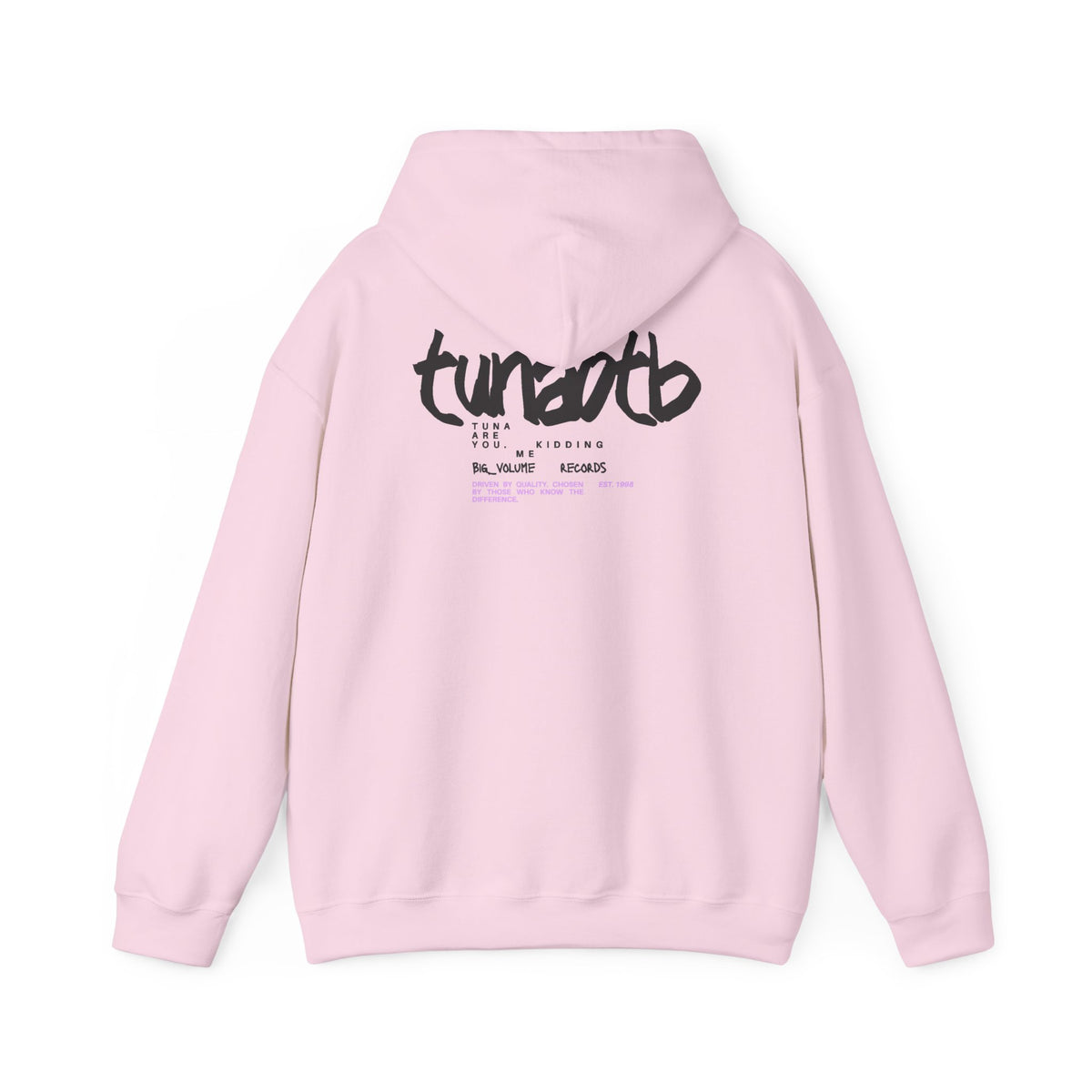 Hoodie — Minimal Fish Chest + 'tunedtb' Graphic Back Streetwear Pullover