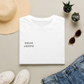 Drum Daddy Minimalist White T‑Shirt — Subtle Mirrored Text Tee