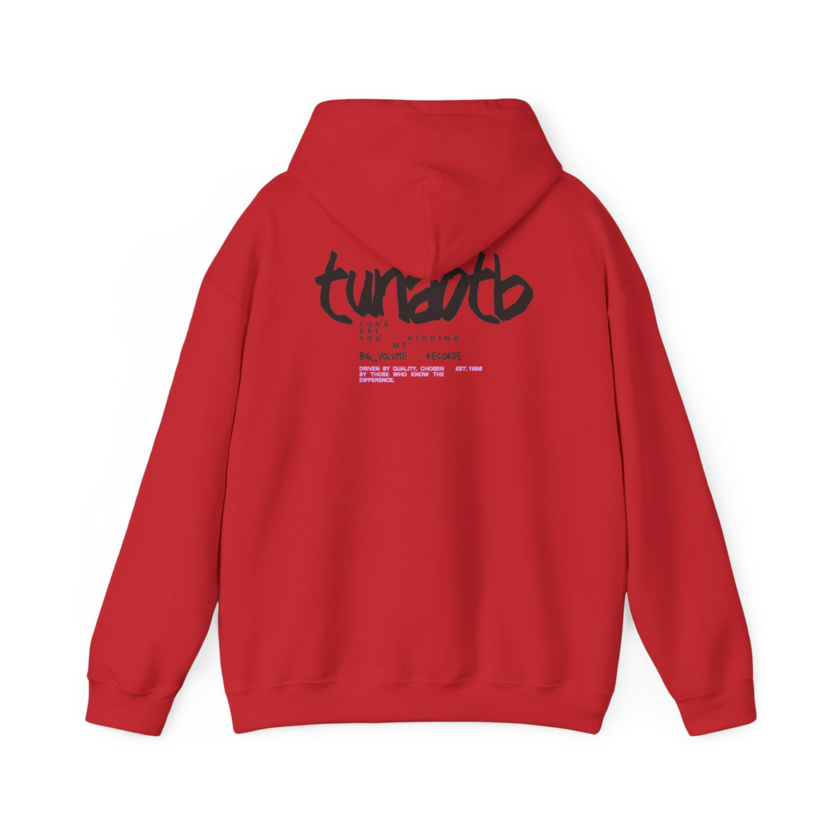 Hoodie — Minimal Fish Chest + 'tunedtb' Graphic Back Streetwear Pullover
