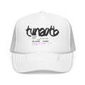 Tuner Vibe Trucker Hat — Retro Script Foam Cap with Pink Accent