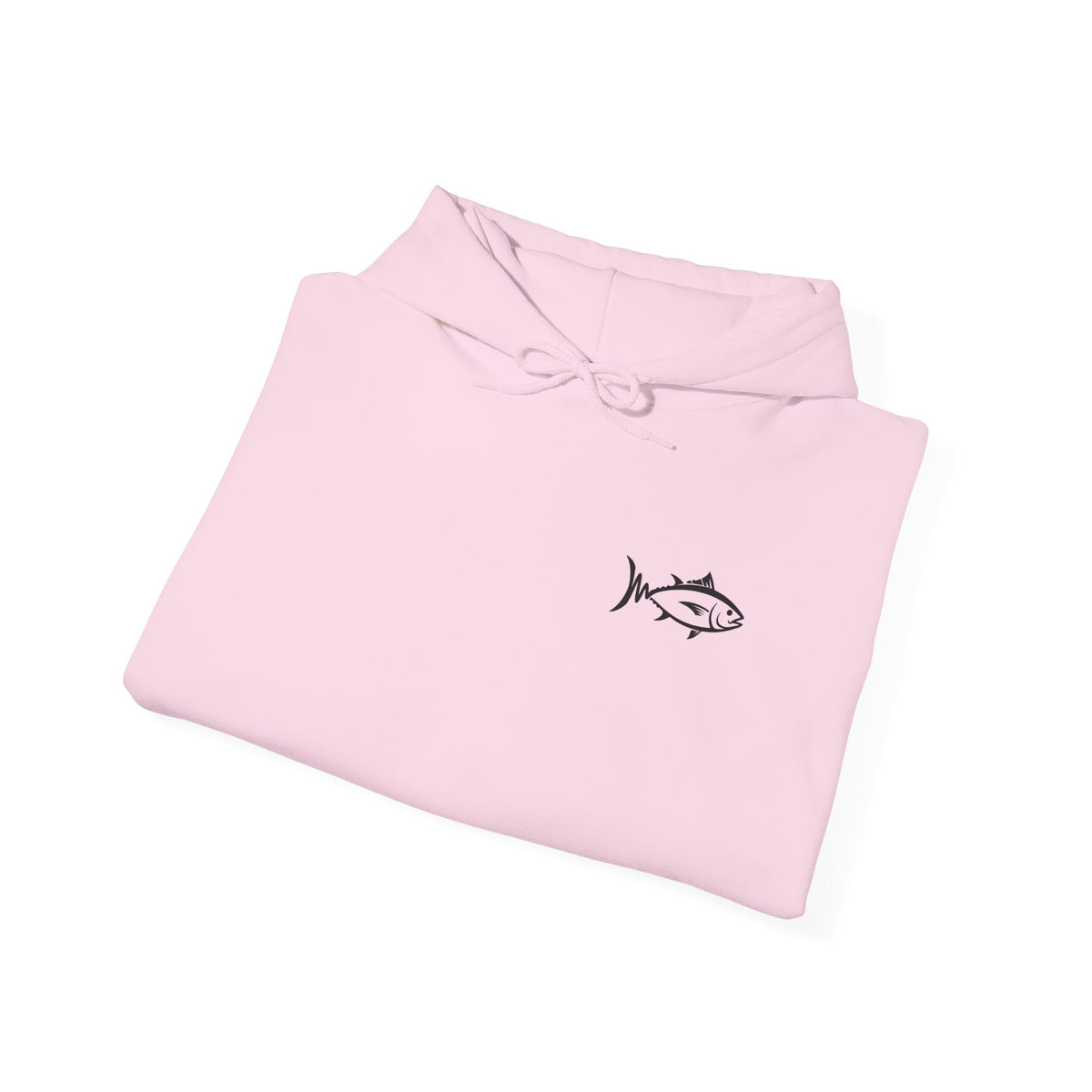 Hoodie — Minimal Fish Chest + 'tunedtb' Graphic Back Streetwear Pullover