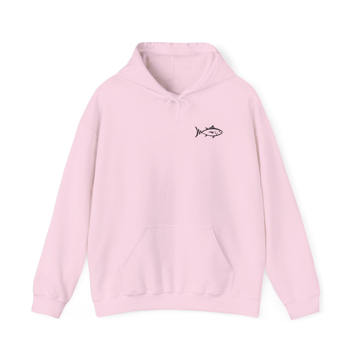 Hoodie — Minimal Fish Chest + 'tunedtb' Graphic Back Streetwear Pullover