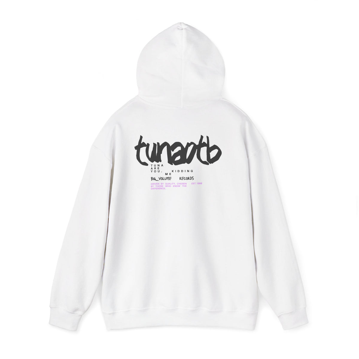Hoodie — Minimal Fish Chest + 'tunedtb' Graphic Back Streetwear Pullover
