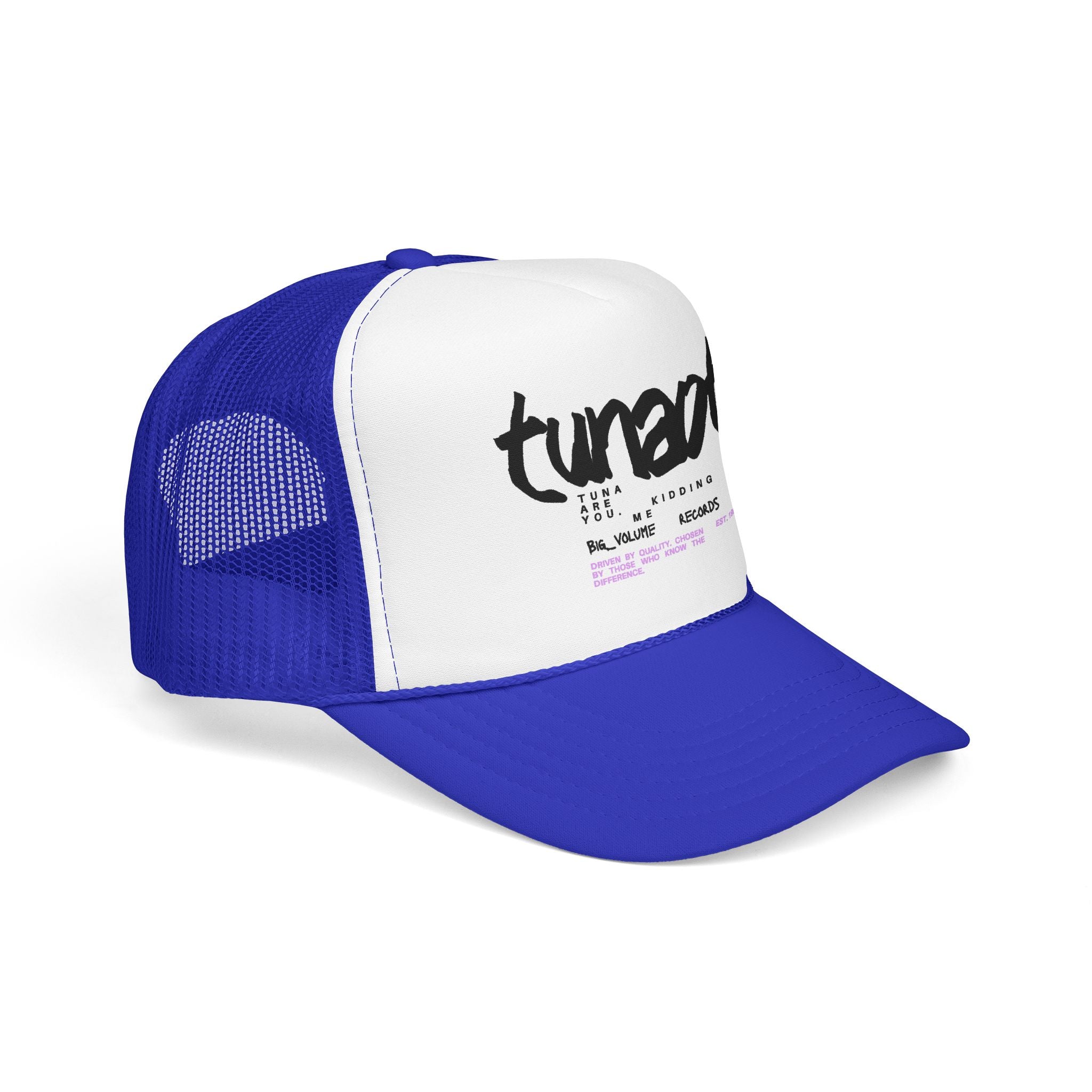 Tuner Vibe Trucker Hat — Retro Script Foam Cap with Pink Accent