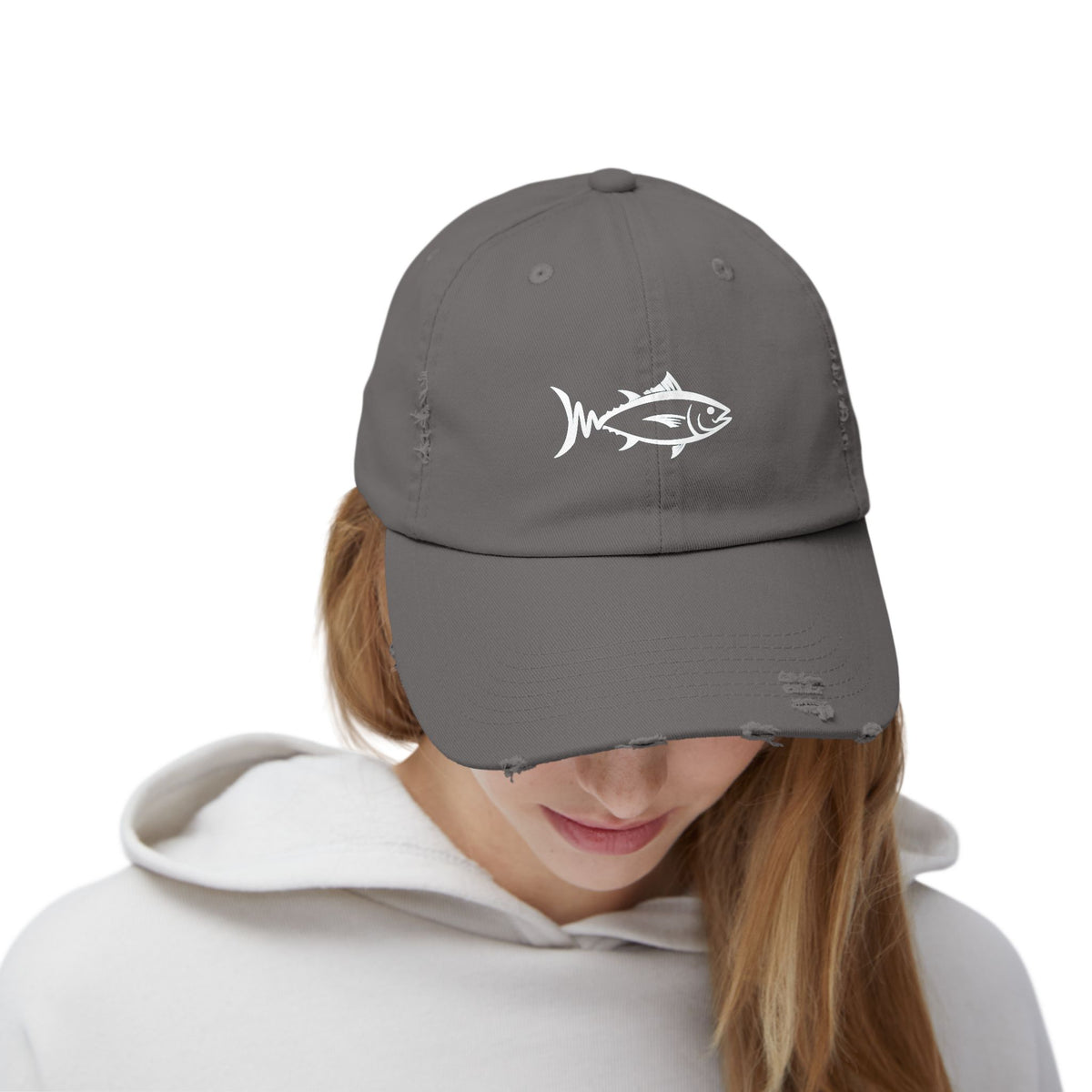 Distressed Fish Dad Cap — Vintage Angler Baseball Hat