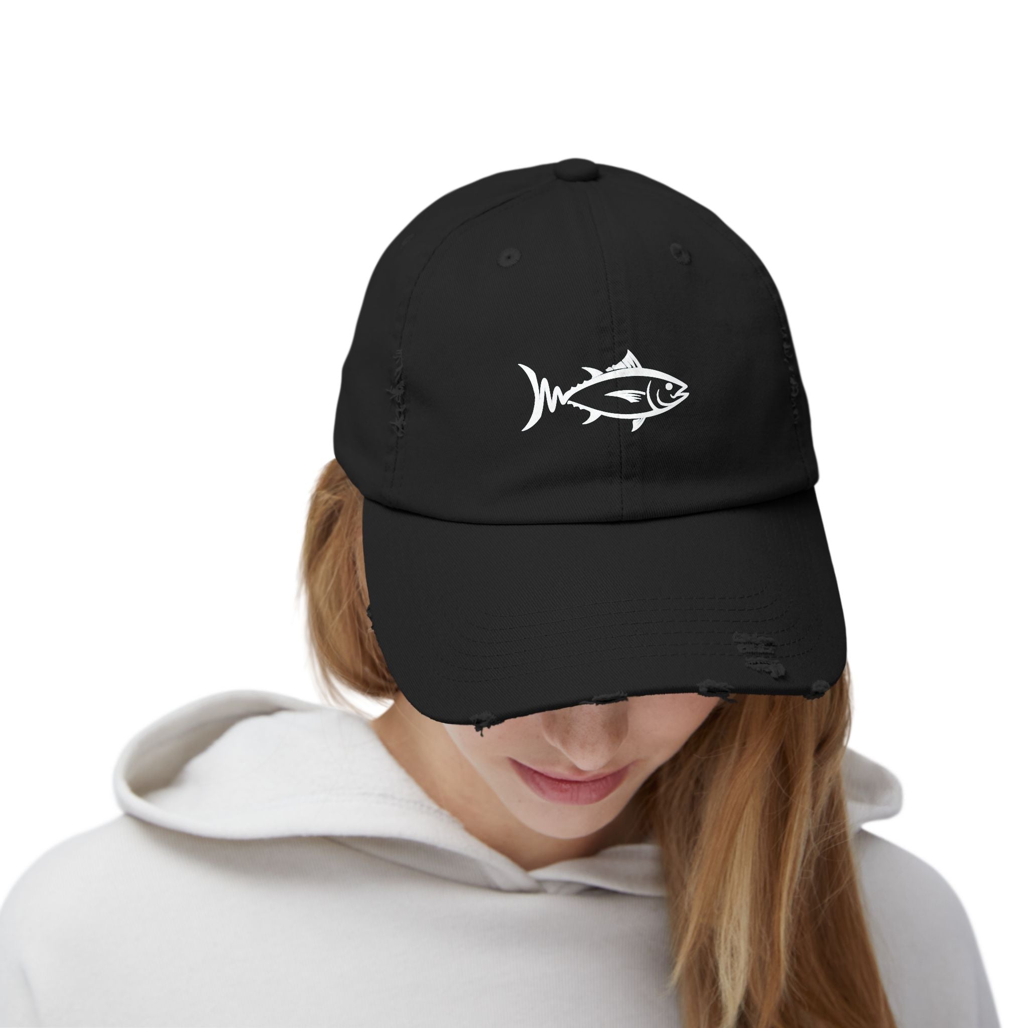 Distressed Fish Dad Cap — Vintage Angler Baseball Hat